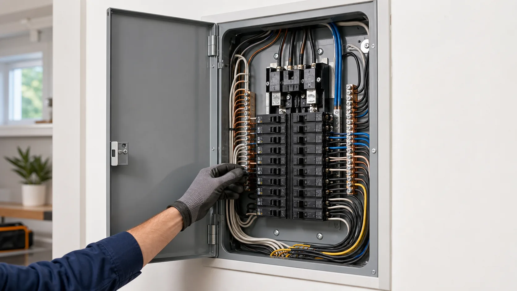 Cuadro eléctrico moderno instalado en una vivienda