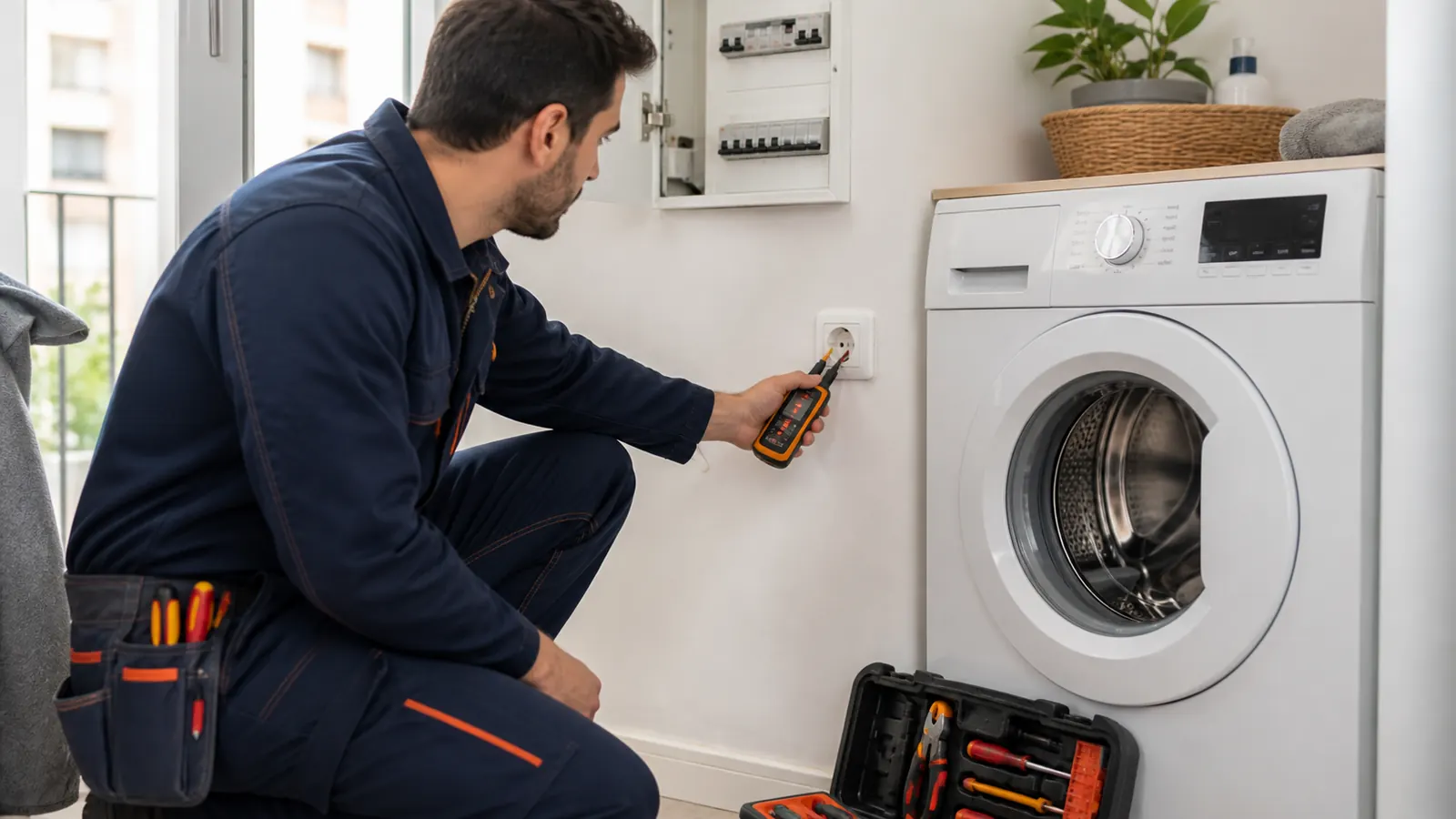 Lavadora conectada en una vivienda con problema eléctrico